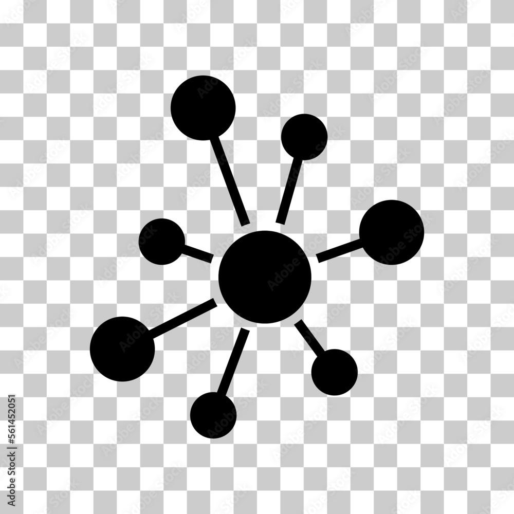 Poster hub flat network icon, connect structure vector symbol isolated background, technology system