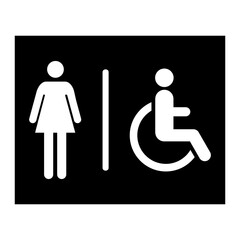 Restroom women and wheelchair wc symbol, flat web button, toilet vector illustration information