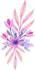 Fototapeta na wymiar Pastel Colored Flower Illustrations Arrangement Isolated