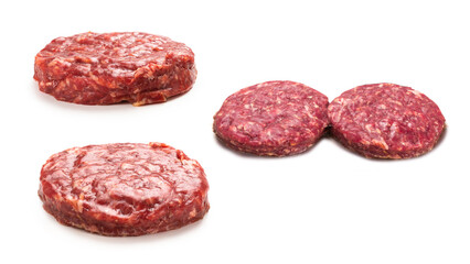 Raw minced beef isolated on white background.