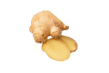 Ginger root isolated on white background.