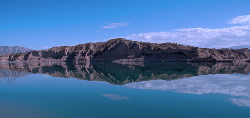 .View over Negratin Water Reservoir in Southern Spain. - obrazy, fototapety, plakaty
