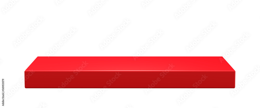 Fototapete Long red table podium 3d png background stage with empty presentation show product scene studio pedestal display stand or blank rectangular advertising platform shelf minimal floor showcase backdrop.