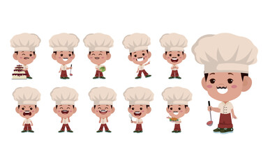 Chef with different poses. vector