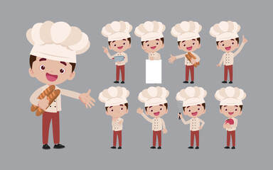 Chef with different poses. vector
