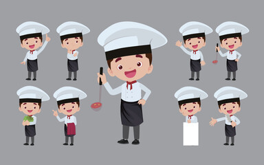 Chef with different poses. vector