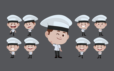 Chef with different poses. vector