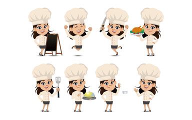 Set of Chef characters in different poses
