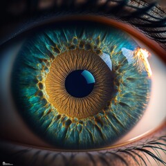 eye, iris, eyeball, human, pupil, vision, look, illustration, anatomy, macro, retina, design, see, circle, view, green, lens, light, blue, color, closeup, sight, eyesight, close-up, open