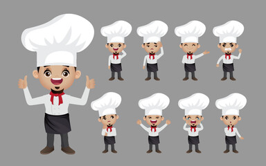 Chef with different poses. vector