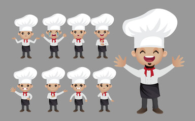 Chef with different poses. vector