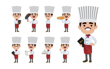 Set of Chef characters in different poses