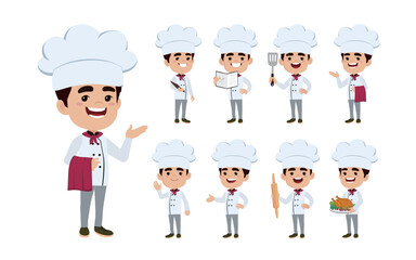 Set of Chef characters in different poses
