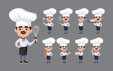 Set of Chef characters in different poses