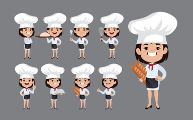 Set of Chef characters in different poses