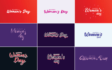Fototapeta na wymiar Happy Woman's Day handwritten lettering set for use in greeting or invitation cards. festive tags. and posters modern calligraphy collection on white background