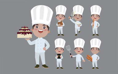 Set of Chef characters in different poses