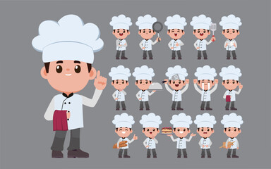Chef with different poses. vector