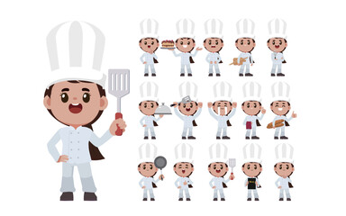 Chef with different poses. vector