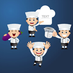 Chef with different poses. vector
