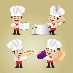 Set of Chef characters in different poses