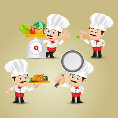 Set of Chef characters in different poses