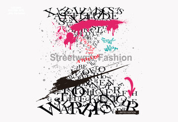 Urban typography street art graffiti slogan print with spray effect for graphic tee t shirt or sweatshirt, typography street art graffiti vector