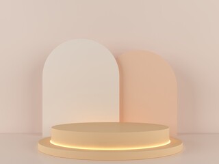 Minimal scene abstract podium geometric shape pastel color. design template modern style wall background for booth ,stage ,product display ,table ,mock up composition. 3d rendering ,3d illustration