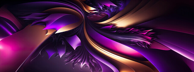 Panoramic purple abstract wave wallpaper, purple background