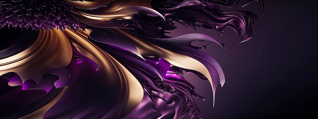 Purple abstract wave wallpaper, panoramic banner with purple color