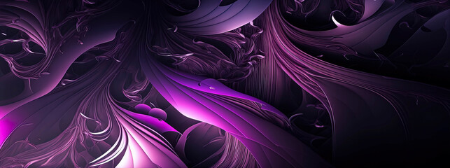 Purple abstract wave wallpaper, panoramic banner with purple color