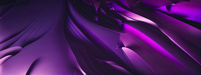 Purple abstract wave wallpaper, panoramic banner with purple color