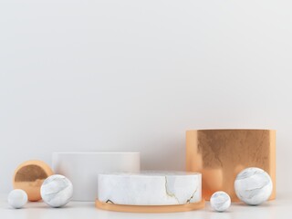 Minimal scene abstract podium geometric shape pastel color. design template modern style wall background for booth ,stage ,product display ,table ,mock up composition. 3d rendering ,3d illustration