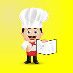 Chef with different poses. vector
