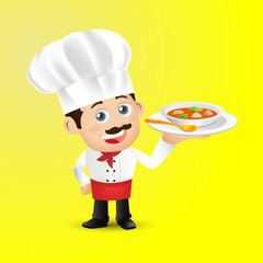 Chef with different poses. vector