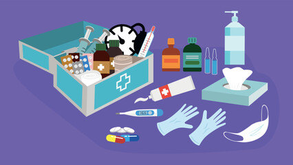 Opened first aid kit - illustration