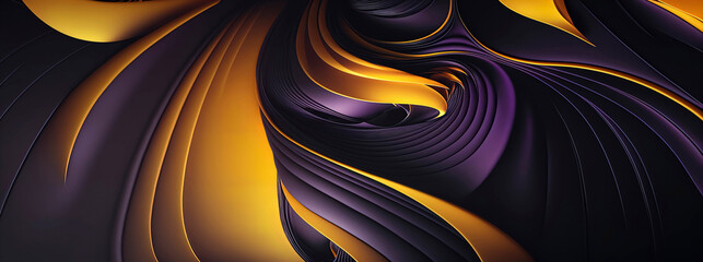 purple and lyellow abstract fluid wave wallpaper, yellow and purple panoramic background