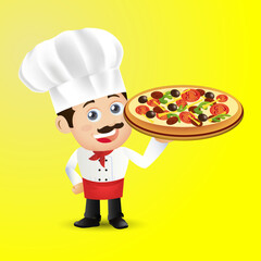 Chef with different poses. vector