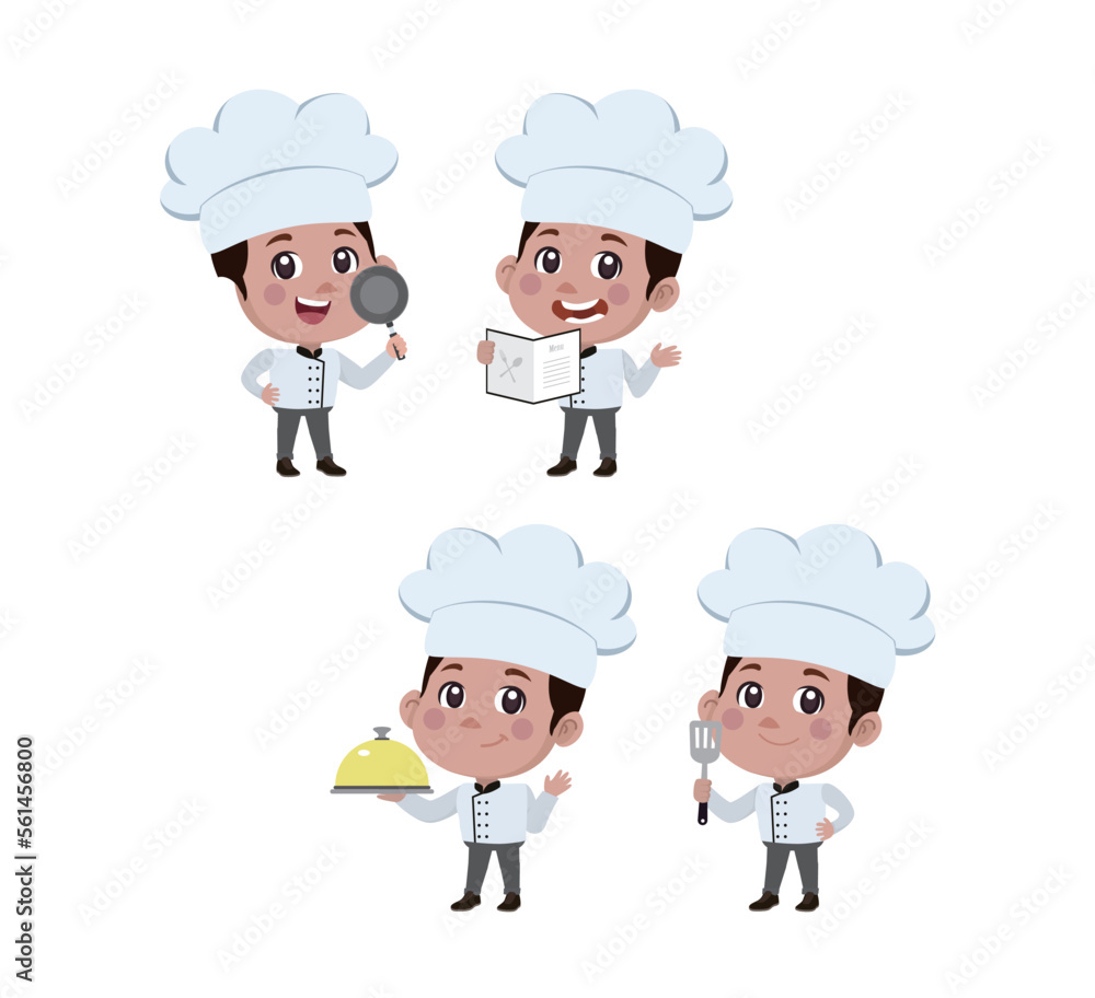 Wall mural Chef with different poses. vector