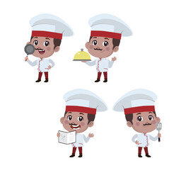 Chef with different poses. vector