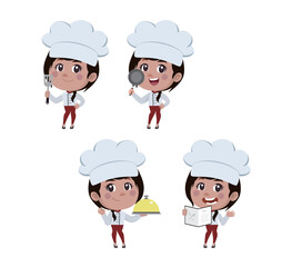 Chef with different poses. vector
