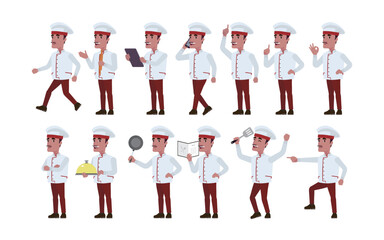 Chef with different poses. vector