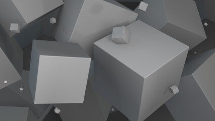 abstract geometric background with many gray cubes forming composition