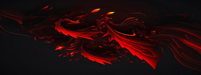 red abstract fluid wave wallpaper, red panoramic background