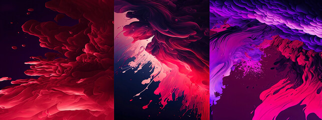 Panoramic red, pink and purple abstract wave wallpaper, red pink and purple background