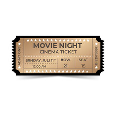 cinema ticket black and brown isolated on white background