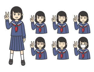 女子学生 ピース 02