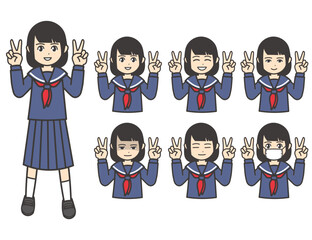 女子学生 ピース 01