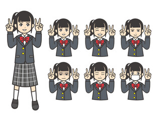 ブレザー  女子学生 ピース 02