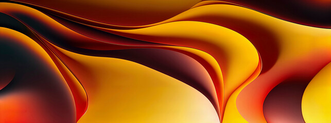 Panoramic yellow abstract wave wallpaper, yellow background